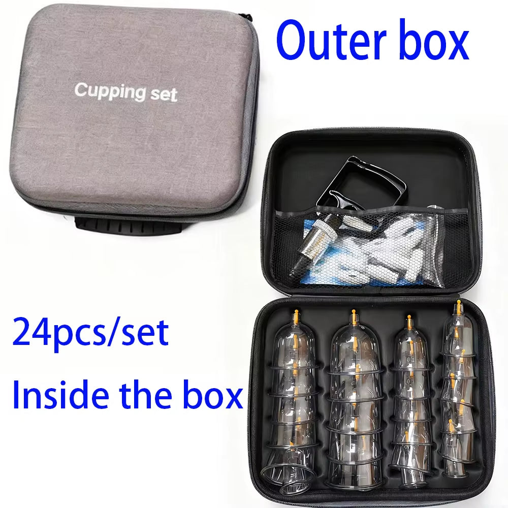 24Pcs Cupping Relax Set Multiple Sizes of Vacuum Cups with Hand Pump and Detailed Cupping Manual Massage Cupping Set for Massage