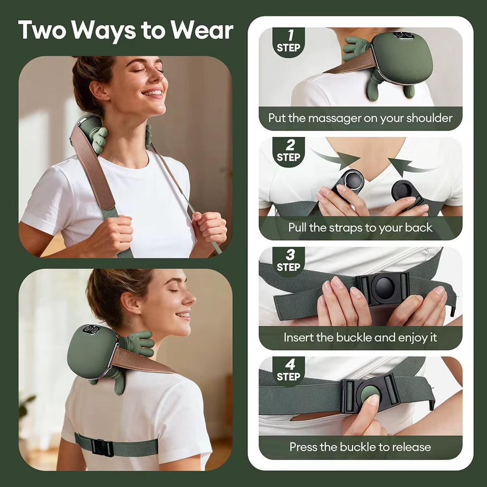 Bionic Finger Neck Shoulder Massager Wireless Neck Cervical Trapezius Kneading Massage Shawl Brushless Motor Neck Masajeador