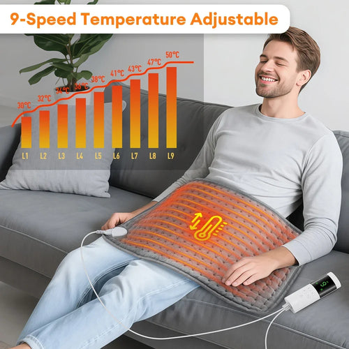 30X60Cm Electric Heating Pad Soft Fabric Washable Pads Back Belly 9-Gear Levels Warm Cushion Winter Warm Blanket for Home Office