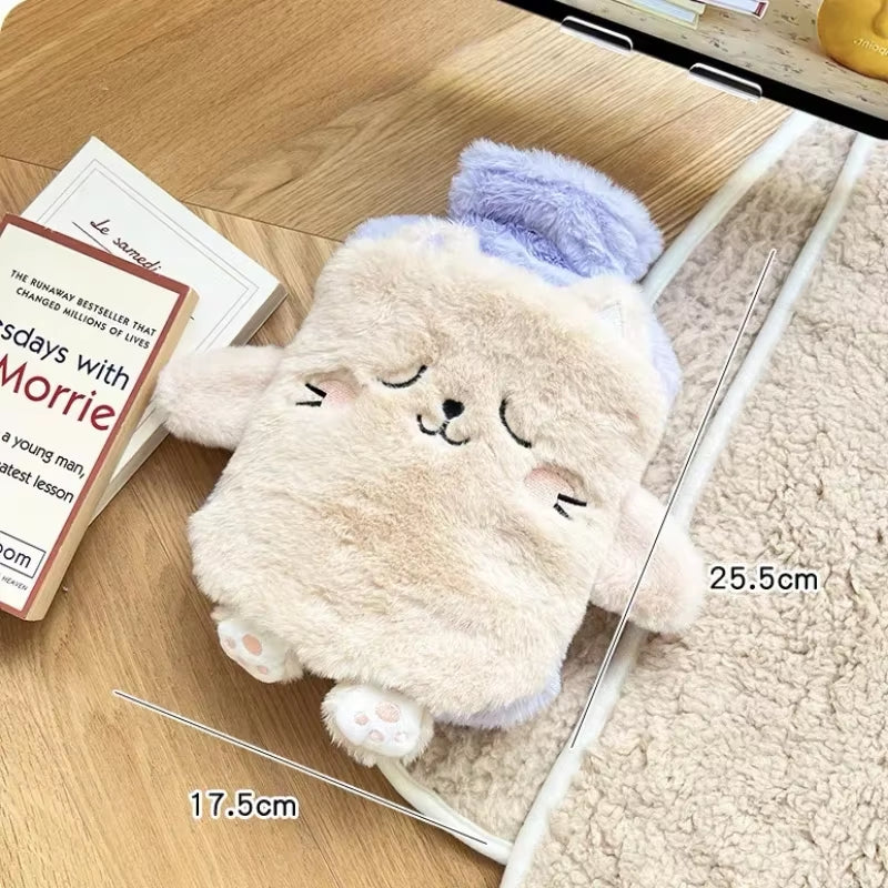 Kawaii Insulation Hot Water Bottle Plush Rubber Hand and Foot Belly Warmer Explosion-Proof Hot Water Bag for Women Period Cute