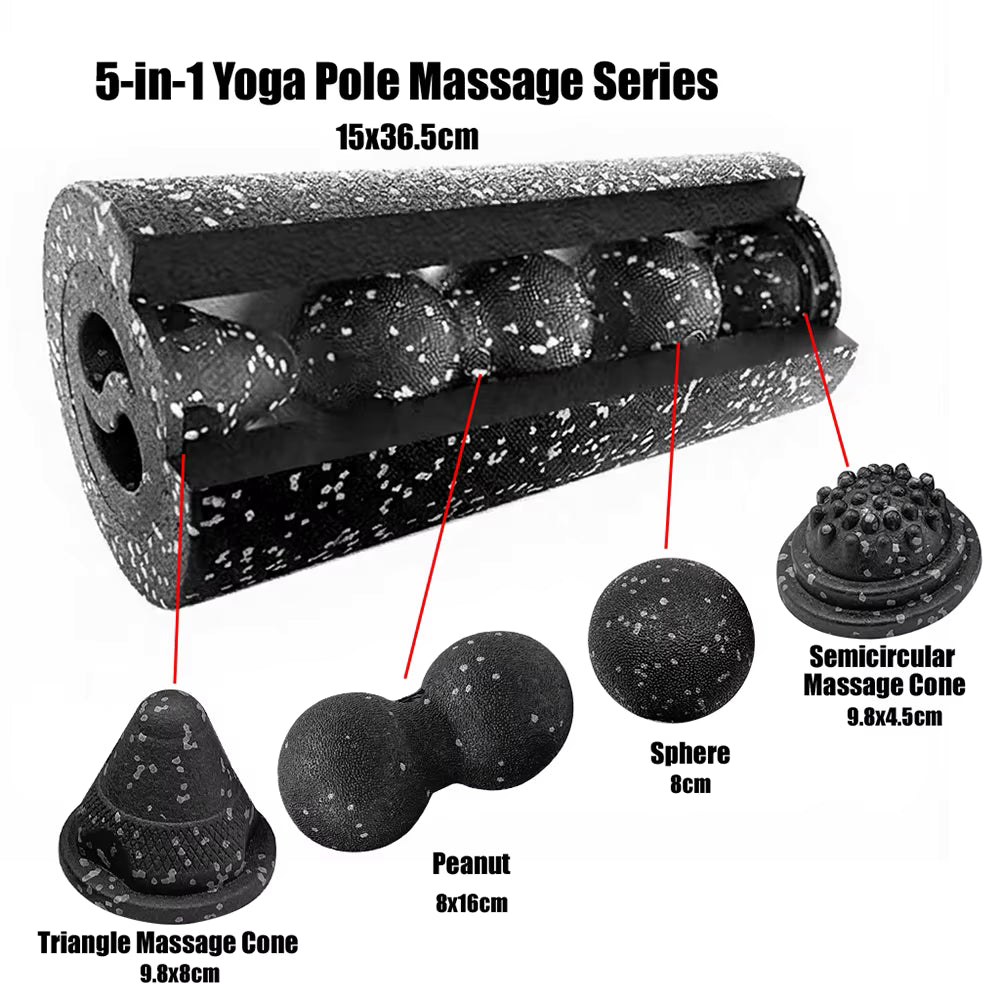 5-In-1 Fascia Roller Set Muscle Recovery Set-Vibrating Foam Roller&Peanut Massage Ball for Back,Neck,Leg Yoga Workout