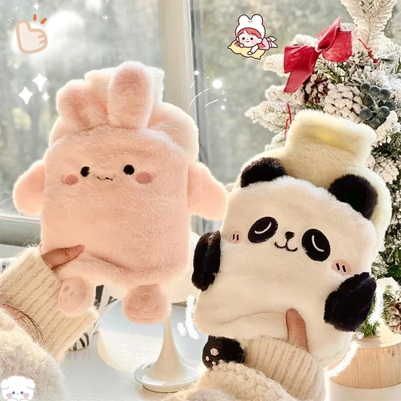 Kawaii Insulation Hot Water Bottle Plush Rubber Hand and Foot Belly Warmer Explosion-Proof Hot Water Bag for Women Period Cute